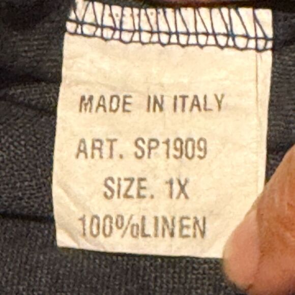 ALESSIA PACINI Women 1X %100 Linen Dark Blue Sleeveless Dress w Button Detail - Picture 5 of 9